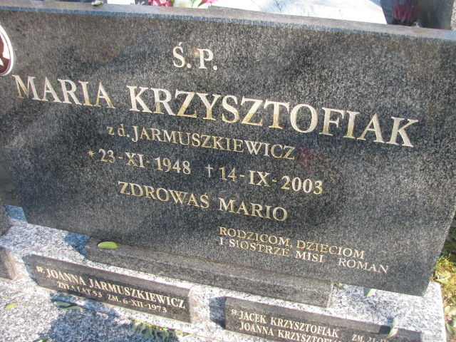 Jacek Krzysztofiak Sieradz Paraf - Grobonet - Wyszukiwarka osób pochowanych