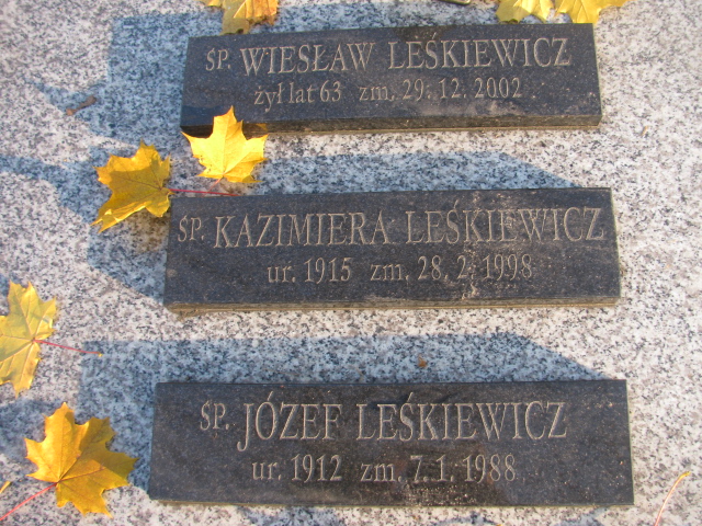 Józef Leśkiewicz 1912 Sieradz Paraf - Grobonet - Wyszukiwarka osób pochowanych