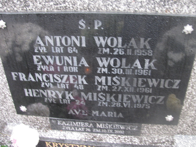 Antoni Wolak Sieradz Paraf - Grobonet - Wyszukiwarka osób pochowanych