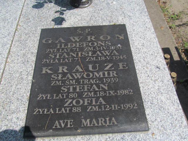 Ildefons Gawron 1860 Sieradz Paraf - Grobonet - Wyszukiwarka osób pochowanych