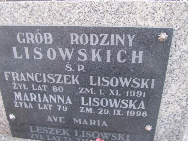 Leszek Lisowski 1945 Sieradz Paraf - Grobonet - Wyszukiwarka osób pochowanych