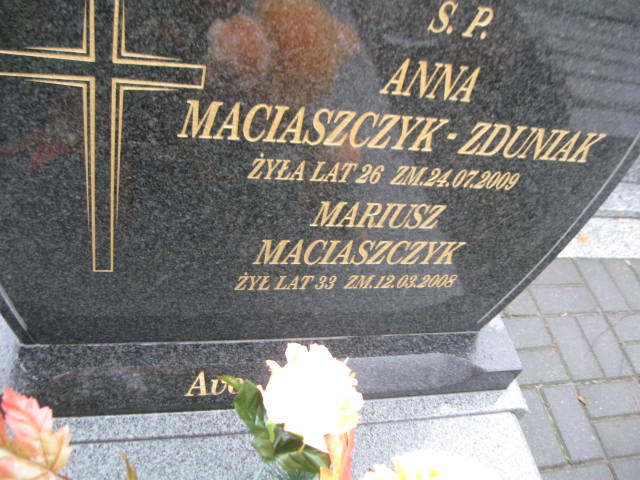 Anna Maciaszczyk Zduniak 1983 Sieradz Paraf - Grobonet - Wyszukiwarka osób pochowanych
